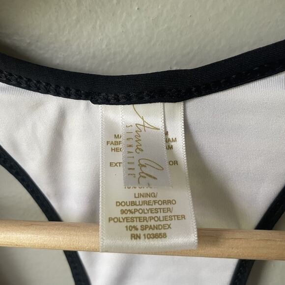 Ann Klein Swim Top Tankini Womens Plus Size 2X Black White Stripes‎ - Picture 3 of 8